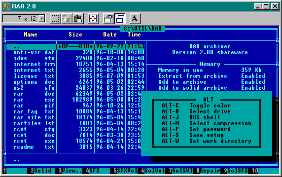 RAR 2.0 for DOS - slika - 16 KB